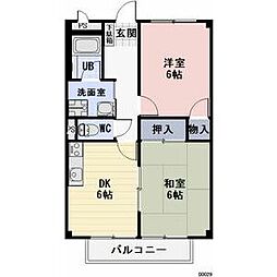 サンフラワー正木2 2DKの間取図画像