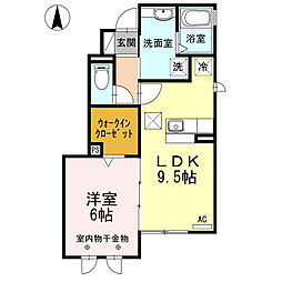 サニーハイツ3 1LDKの間取図画像