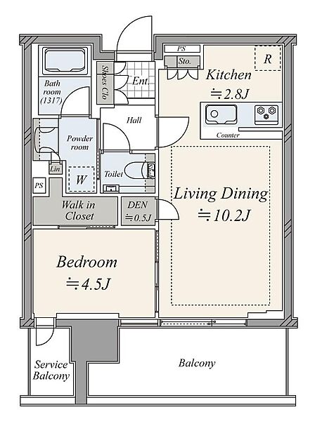 ■ 間取り図 ■ 2Fの北西向き1LDK のお部屋です。