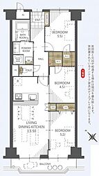 宝塚小浜コーポラス 3LDKの間取図画像