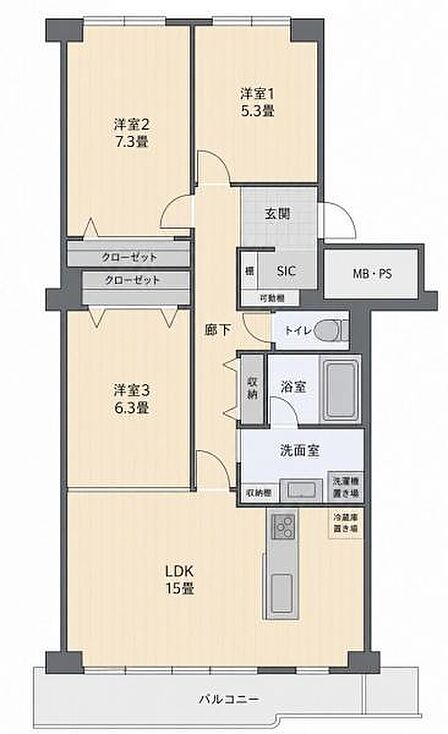 3LDK 間取り