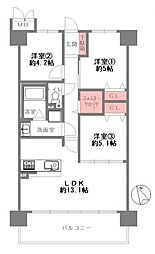 キングマンション新淀川 3LDKの間取図画像