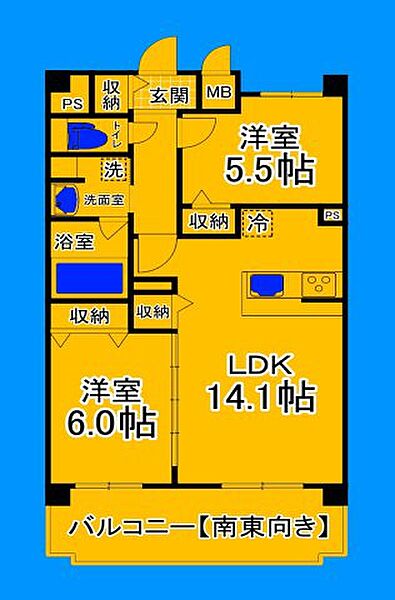 大阪府堺市堺区一条通(賃貸マンション2LDK・8階・58.24㎡)の写真 その2