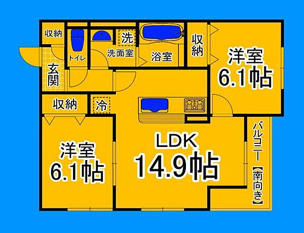 大阪府堺市堺区向陵西町1丁(賃貸アパート2LDK・3階・60.79㎡)の写真 その2