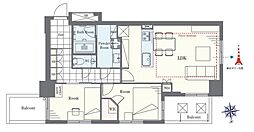 スカイグランデ汐留 2LDKの間取図画像