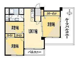北千束スカイマンション 3LDKの間取図画像
