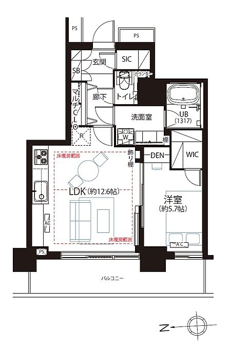 1LDK 間取り