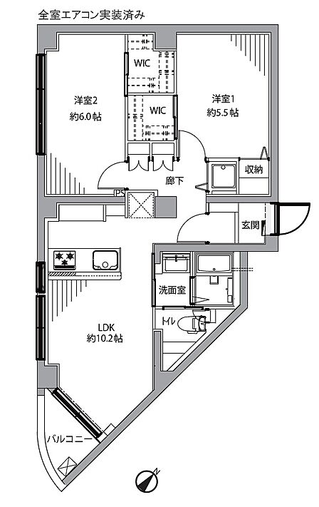 2LDK 間取り