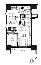 リビオ目黒リバーサウス 1SLDKの間取図画像
