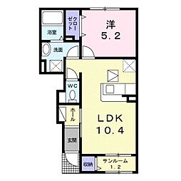ブリッジオ佐久平 1LDKの間取図画像