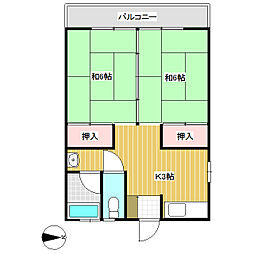 山口コーポ 2Kの間取図画像