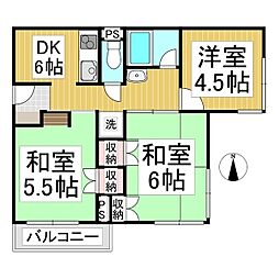 コーポ内津 3DKの間取図画像