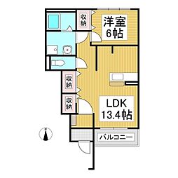 コンフォートグリーンヒルズ 1LDKの間取図画像