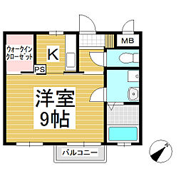 ブルーシャトー芝宮 1Kの間取図画像