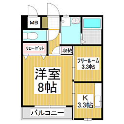 トワ・エ・モア 1SKの間取図画像