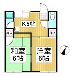 フォーブル甘利 2Kの間取図画像