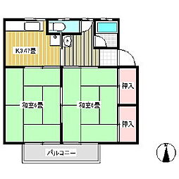 ひばりヶ丘ハイツ1 2Kの間取図画像