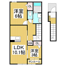 トリニティ・佐久平1 2LDKの間取図画像