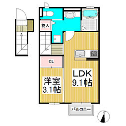 ラクールシェモア 1LDKの間取図画像