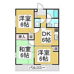 サクレヴェール 3DKの間取図画像