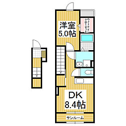 グレイスサン 1DKの間取図画像