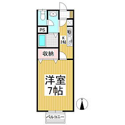 プレジール相生 1Kの間取図画像