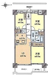 レールシティ八王子 3LDKの間取図画像