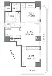 アメニティタワー相模原 2LDKの間取図画像