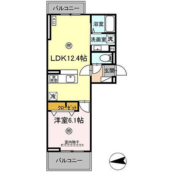 ラ・ルーチェ宮の陣駅前 303｜福岡県久留米市宮ノ陣1丁目(賃貸アパート1LDK・3階・41.68㎡)の写真 その2