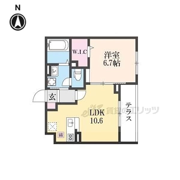 ハレレア 105｜京都府京都市伏見区羽束師菱川町(賃貸アパート1LDK・1階・40.92㎡)の写真 その2