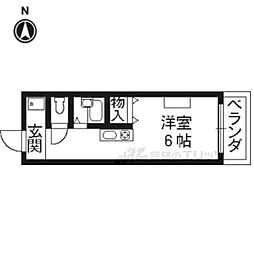 リバーサイド車田 1Kの間取図画像