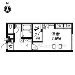 レオパレスプラヌス木津 1Kの間取図画像