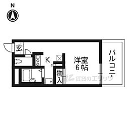 ロイヤルレジデンスイーストフィールド精華 1Kの間取図画像