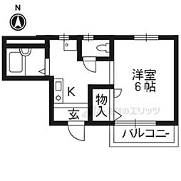 クリーングッド2 1Kの間取図画像