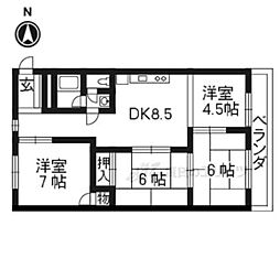北川マンション 4LDKの間取図画像