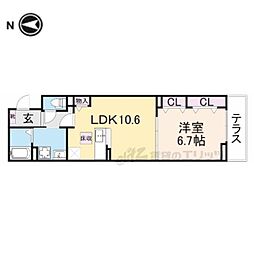 ハーベス アイ 1LDKの間取図画像