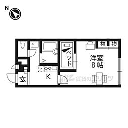 レオパレスセジュール 1Kの間取図画像