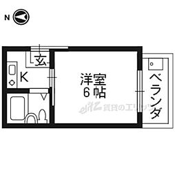 ヴィラ羽束師 1Kの間取図画像