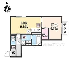 京都市伏見区景勝町アパート 1LDKの間取図画像