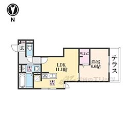 京都市伏見区景勝町アパート 1LDKの間取図画像