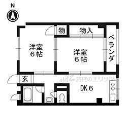 サンハイム笹野 2DKの間取図画像