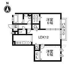 グランパルク 2LDKの間取図画像