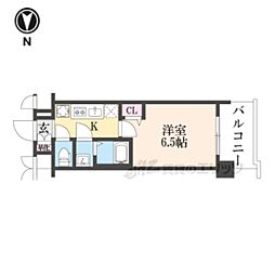 プレサンスTHEKYOTO新町通 1Kの間取図画像