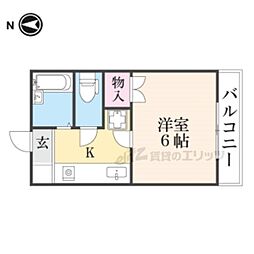 中井マンション新烏丸 1Kの間取図画像