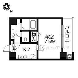 ロイヤル京都駅前 1Kの間取図画像