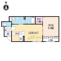 京都市伏見区越前町アパート 1LDKの間取図画像