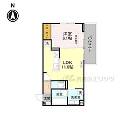 ノースガーデンM 1LDKの間取図画像