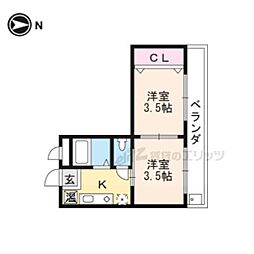 エクセル田辺 2Kの間取図画像