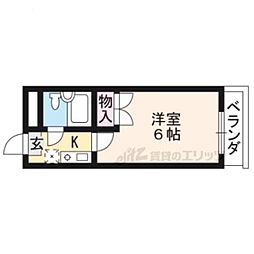 レジデンス勧修寺 1Kの間取図画像