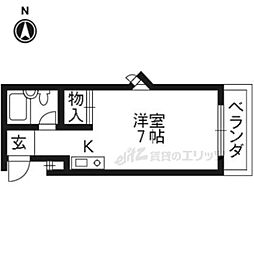 アークハイツ城南宮 1Kの間取図画像